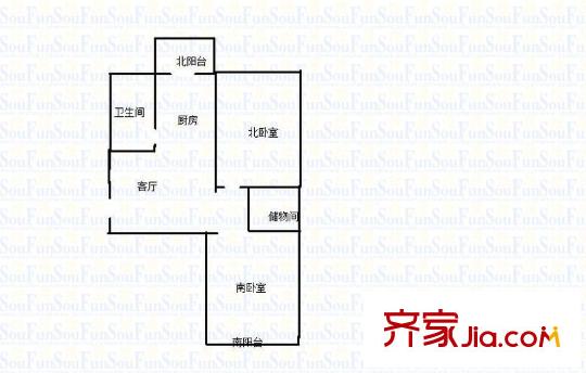 羊頭峪西溝宿舍 2室 戶型圖