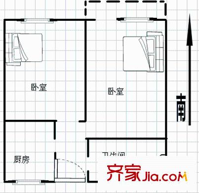 羊頭峪西溝宿舍戶型圖羊頭峪西溝單位宿舍 2室 戶型圖 2室1衛(wèi)1廚