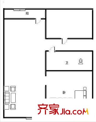 羊頭峪西溝宿舍戶型圖羊頭峪西溝單位宿舍 1居室 1室1廳1衛(wèi)1廚