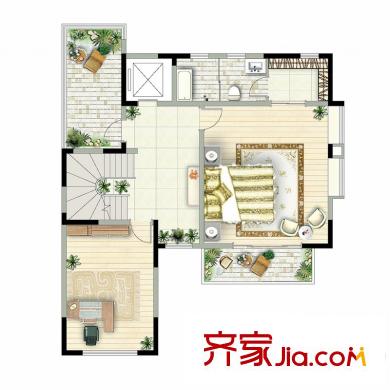 保利大名湖戶型圖疊拼5-H三層戶型 5室2廳3衛(wèi)1廚