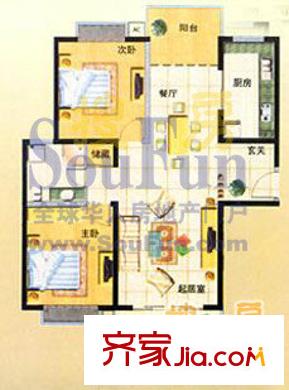 嘉馨現(xiàn)代逸居戶型圖2室2廳1衛(wèi)1廚