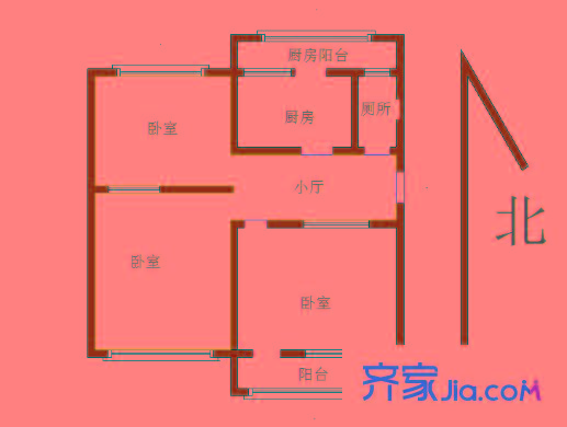 荷香村 3室 戶型圖