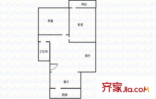 師范小區(qū) 2室 戶型圖