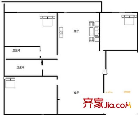 中聯(lián)花園 3室 戶型圖