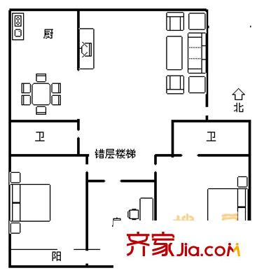 中聯(lián)花園 3室 戶型圖