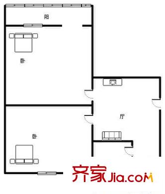 石橋小區(qū) 2室 戶型圖