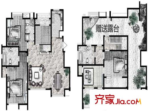 中齊他山戶型圖濱河洋房戶型圖 4室2廳3衛(wèi)