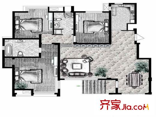 中齊他山戶型圖濱河洋房戶型圖 4室2廳2衛(wèi)