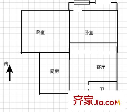魯藝小區(qū) 2室 戶型圖