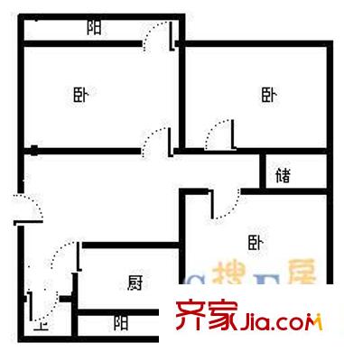 師東小區(qū) 2室 戶型圖