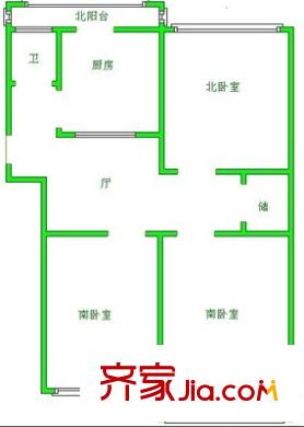和平路單位宿舍 3室 戶型圖