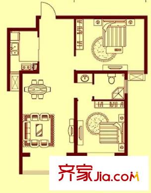 世佳戎居戶型圖6#B2戶型兩室兩廳一衛(wèi)89.66 2室2廳1衛(wèi)