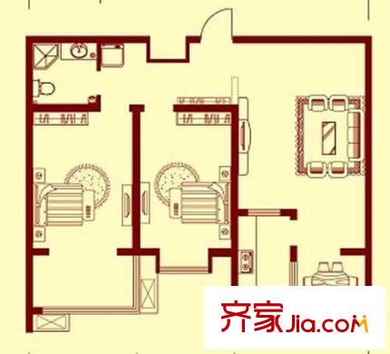 世佳戎居戶型圖5#D戶型兩室兩廳一衛(wèi)98.03平方米 2室2廳1衛(wèi)
