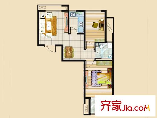 連城水岸二期二期12號樓標(biāo)準(zhǔn)層I戶型 2室2廳1衛(wèi)1廚