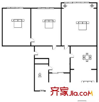 羊頭峪西溝宿舍戶型圖羊頭峪西溝單位宿舍 4居室 戶型圖 4室2廳1衛(wèi)1廚