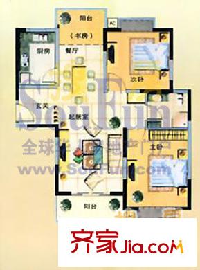 嘉馨現(xiàn)代逸居戶型圖2室2廳1衛(wèi)1廚
