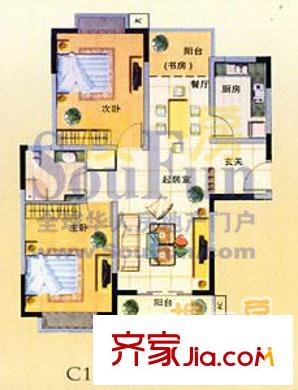 嘉馨現(xiàn)代逸居戶型圖2室2廳1衛(wèi)1廚