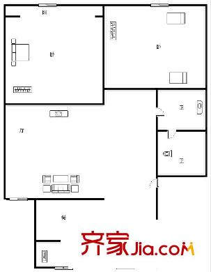 師范小區(qū) 2室 戶型圖