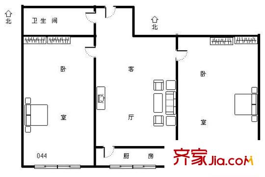 北全福小區(qū)戶型圖 2室 戶型圖 2室1廳1衛(wèi)1廚