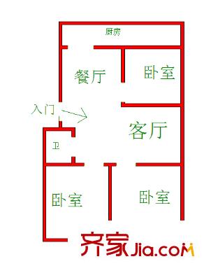 北全福小區(qū)戶型圖3室 戶型圖 3室2廳1衛(wèi)1廚