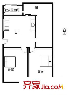北全福小區(qū)戶型圖 2室 戶型圖 2室1廳1衛(wèi)1廚