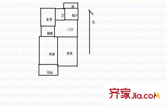 玉函路單位宿舍 3室 戶型圖