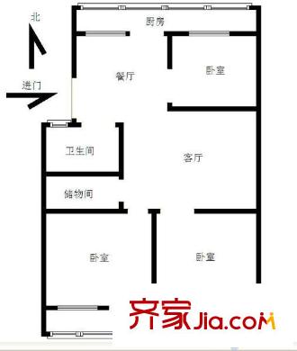 閆千戶小區(qū)戶型圖3室 戶型圖 3室2廳1衛(wèi)1廚