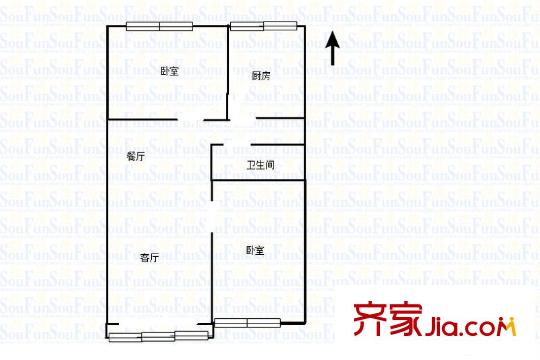 閆千戶小區(qū) 2室 戶型圖