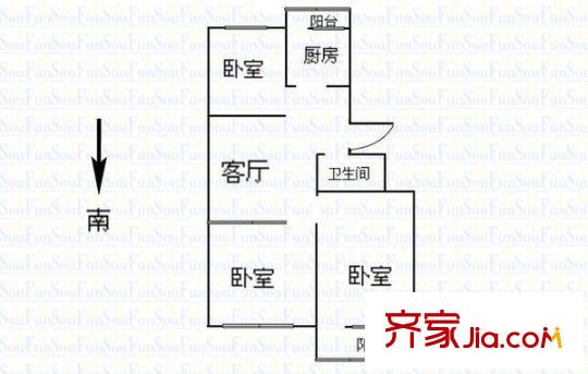 閆千戶小區(qū) 3室 戶型圖