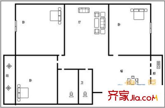 師東小區(qū) 3室 戶型圖