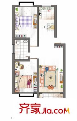 新馨家園戶型圖戶型圖 2居室 2室2廳1衛(wèi)1廚