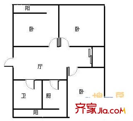 和平路單位宿舍 3室 戶型圖