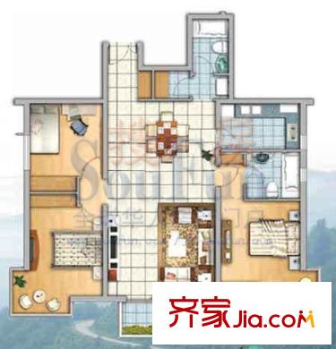 銀豐山莊戶型圖一期6、7號樓戶型 3居室 3室2廳2衛(wèi)