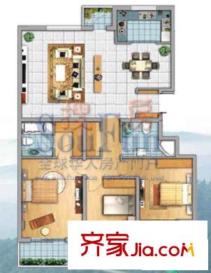 銀豐山莊戶型圖一期6、7號樓戶型 3居室 3室2廳2衛(wèi)