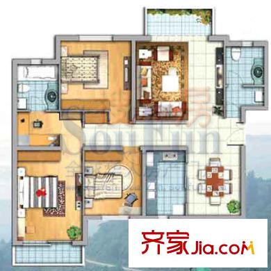 銀豐山莊戶型圖一期6、7號樓戶型 3居室 3室2廳2衛(wèi)