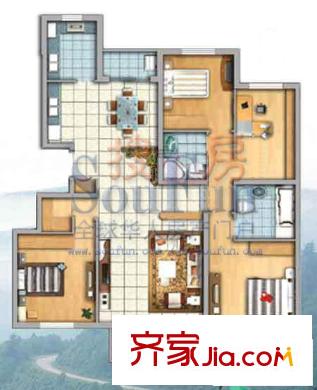 銀豐山莊戶型圖一期5號(hào)樓戶型 4居室 4室2廳2衛(wèi)