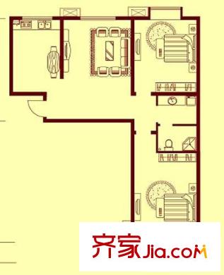 世佳戎居戶型圖6#C戶型兩室兩廳一衛(wèi)119.94平方米 2室2廳1衛(wèi)