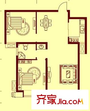 世佳戎居戶型圖6#B2戶型兩室兩廳一衛(wèi)89.66平方米 2室2廳1衛(wèi)