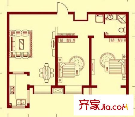 世佳戎居戶型圖5#D戶型兩室兩廳一衛(wèi)94.93平方米 2室2廳1衛(wèi)