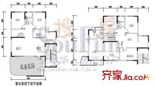 峰景鑒筑戶型圖新推復(fù)式戶型 3室