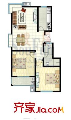 東興寓城花園戶型圖5-A 2室2廳