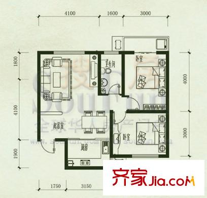 東興寓城花園戶型圖8-J(已售完) 2室1廳1衛(wèi)