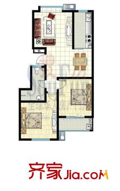 東興寓城花園戶型圖5-B 2室2廳