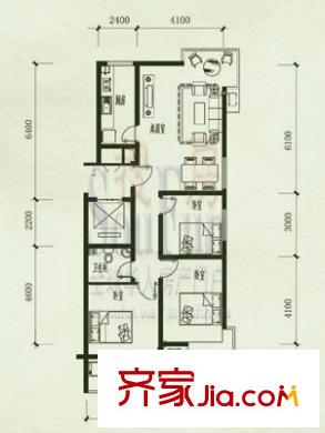 東興寓城花園戶型圖8-F(已售完) 3室1廳1衛(wèi)