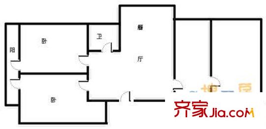 解放路單位宿舍 3室 戶型圖