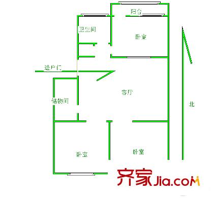 北全福小區(qū) 2室 戶型圖