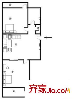 北全福小區(qū)戶型圖 2室 戶型圖 2室1廳1衛(wèi)1廚