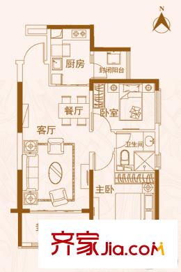 濟(jì)南恒大帝景95平方米戶型1 2室2廳1衛(wèi)1廚