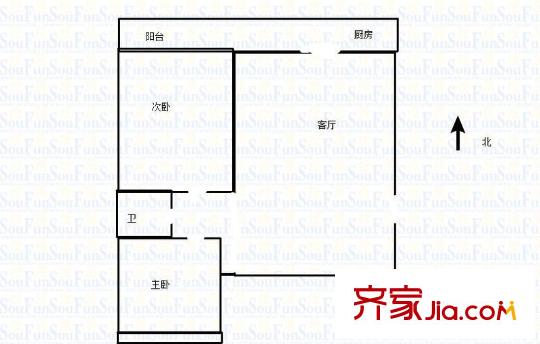 閆千戶小區(qū) 2室 戶型圖