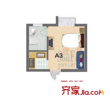 鑫苑城市之家戶型圖A3戶型(已售完) 1室1廳1衛(wèi)